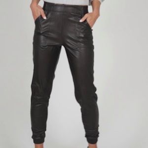 Spanx faux leather joggers.